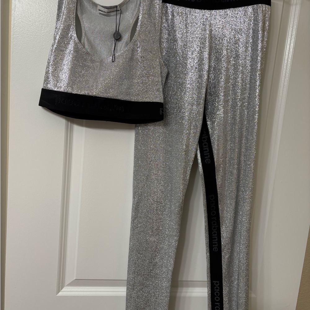 Paco Rabanne Silver Shimmer Leggings